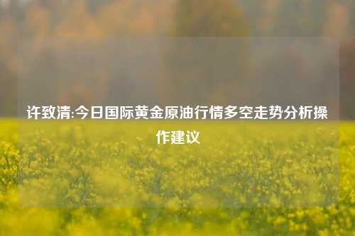 许致清:今日国际黄金原油行情多空走势分析操作建议