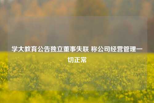 学大教育公告独立董事失联 称公司经营管理一切正常