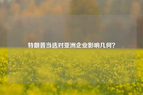 特朗普当选对亚洲企业影响几何？