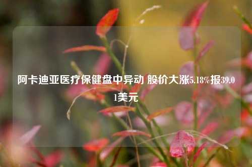 阿卡迪亚医疗保健盘中异动 股价大涨5.18%报39.01美元