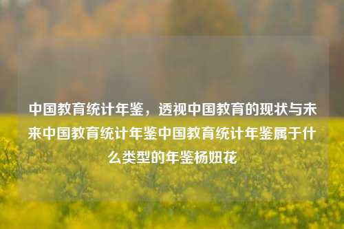 中国教育统计年鉴，透视中国教育的现状与未来中国教育统计年鉴中国教育统计年鉴属于什么类型的年鉴杨妞花