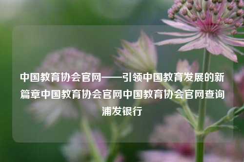 中国教育协会官网——引领中国教育发展的新篇章中国教育协会官网中国教育协会官网查询浦发银行