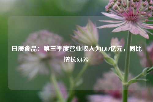 日辰食品：第三季度营业收入为1.09亿元，同比增长6.45%