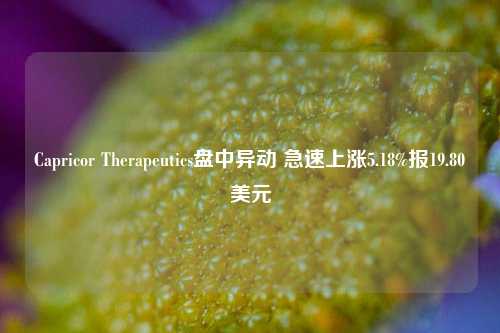 Capricor Therapeutics盘中异动 急速上涨5.18%报19.80美元