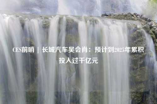 CES前哨 | 长城汽车吴会肖：预计到2025年累积投入过千亿元